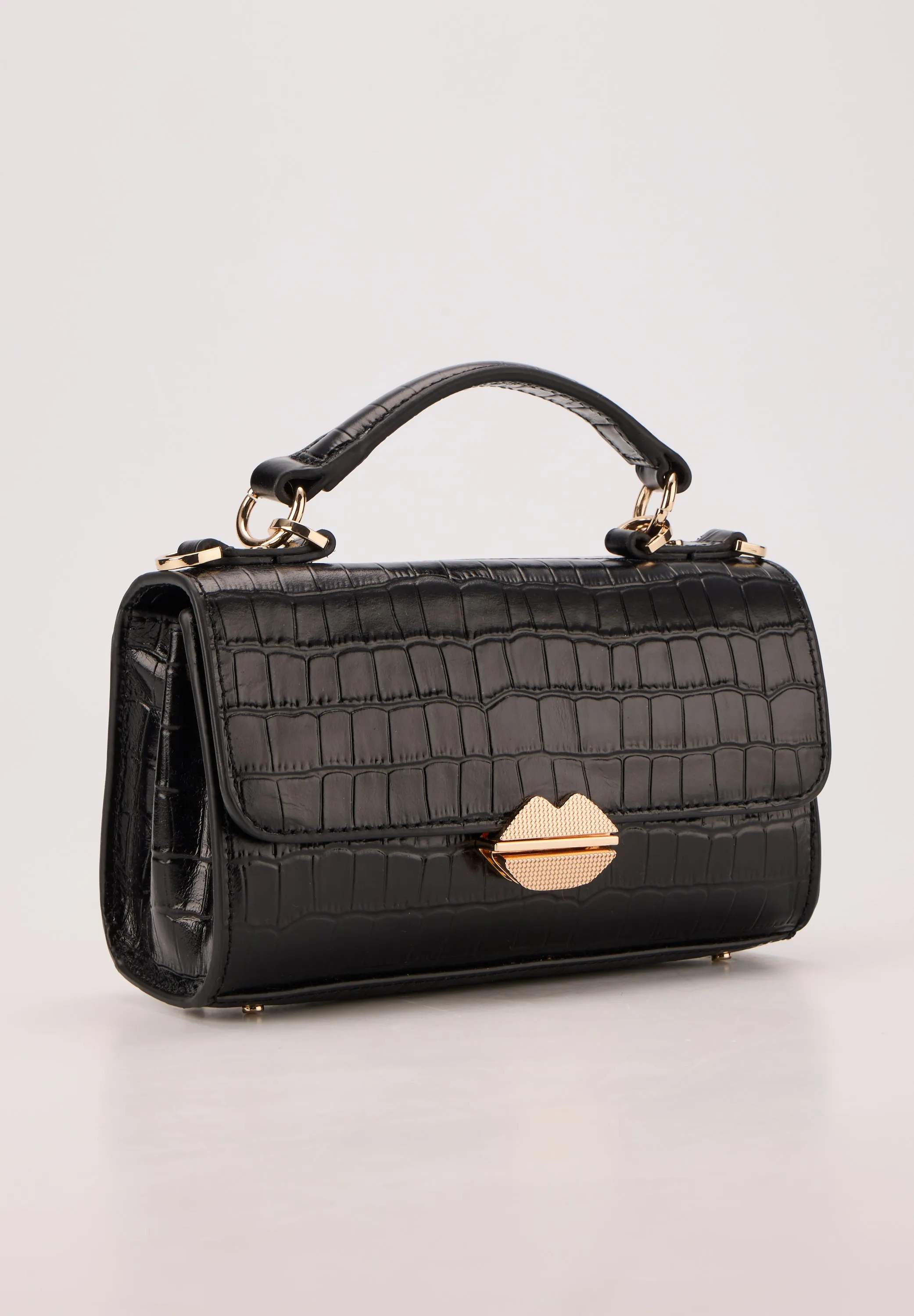 Small Satchel-Sealed With A Kiss Croco Noir