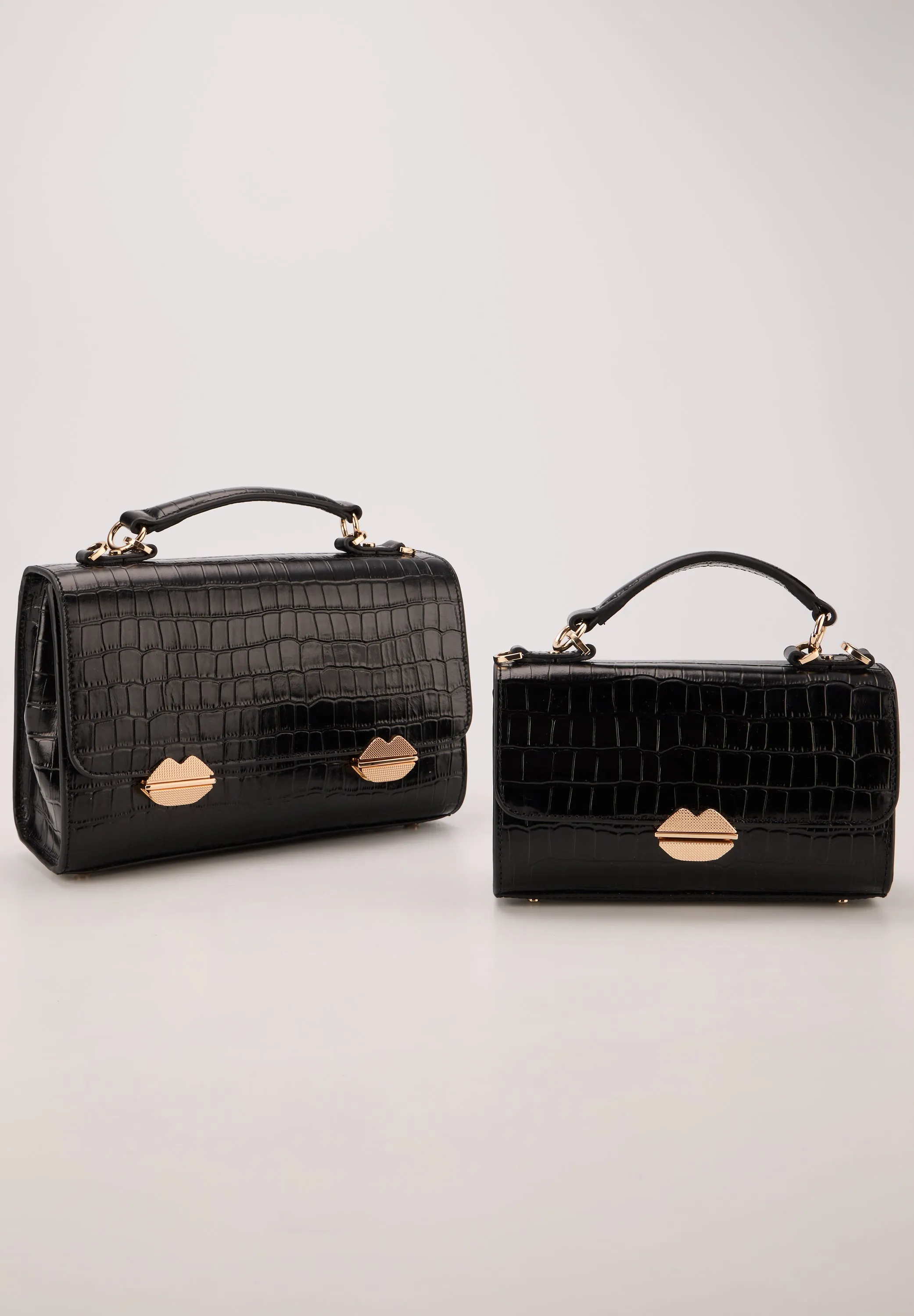 Small Satchel-Sealed With A Kiss Croco Noir