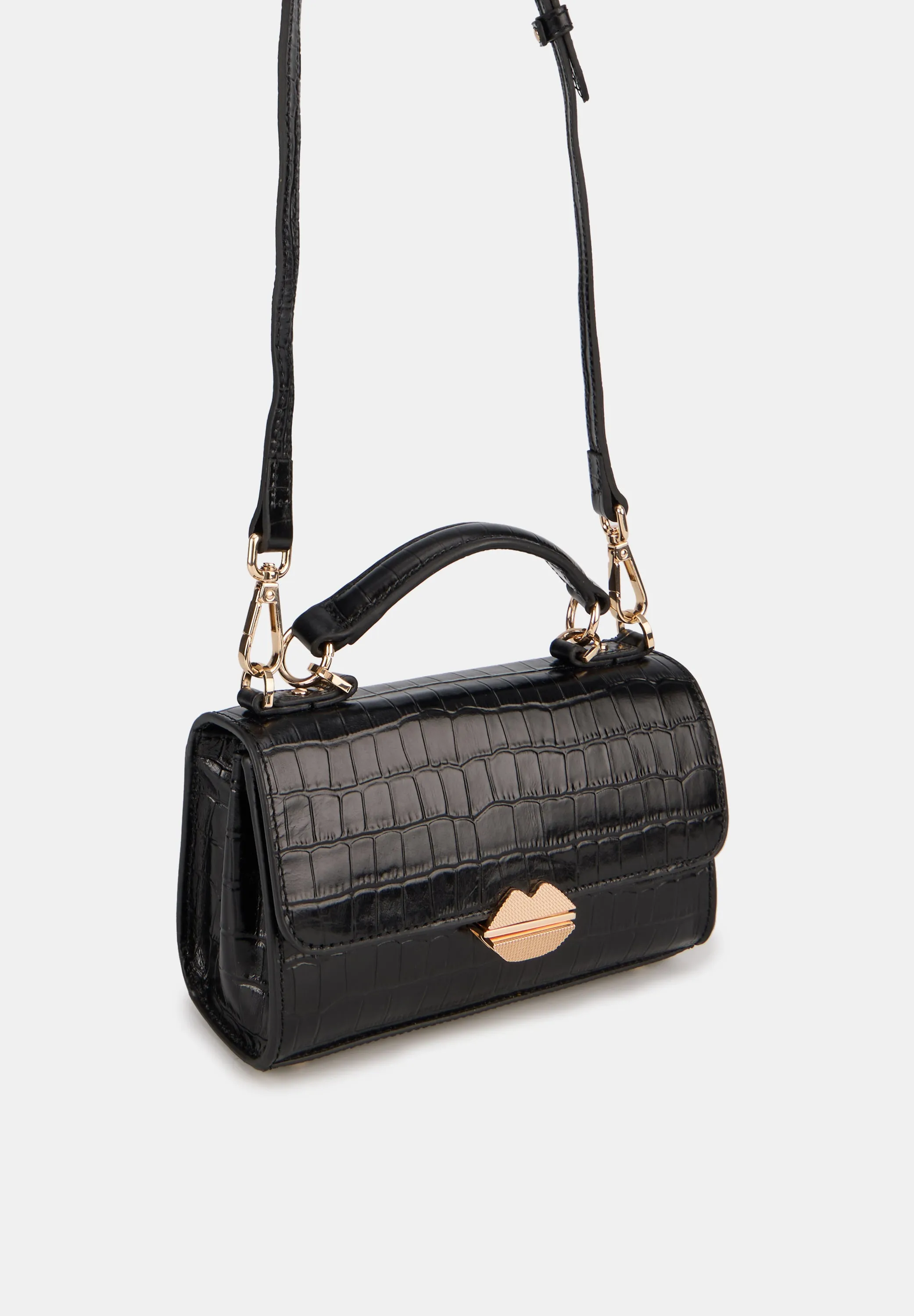 Small Satchel-Sealed With A Kiss Croco Noir