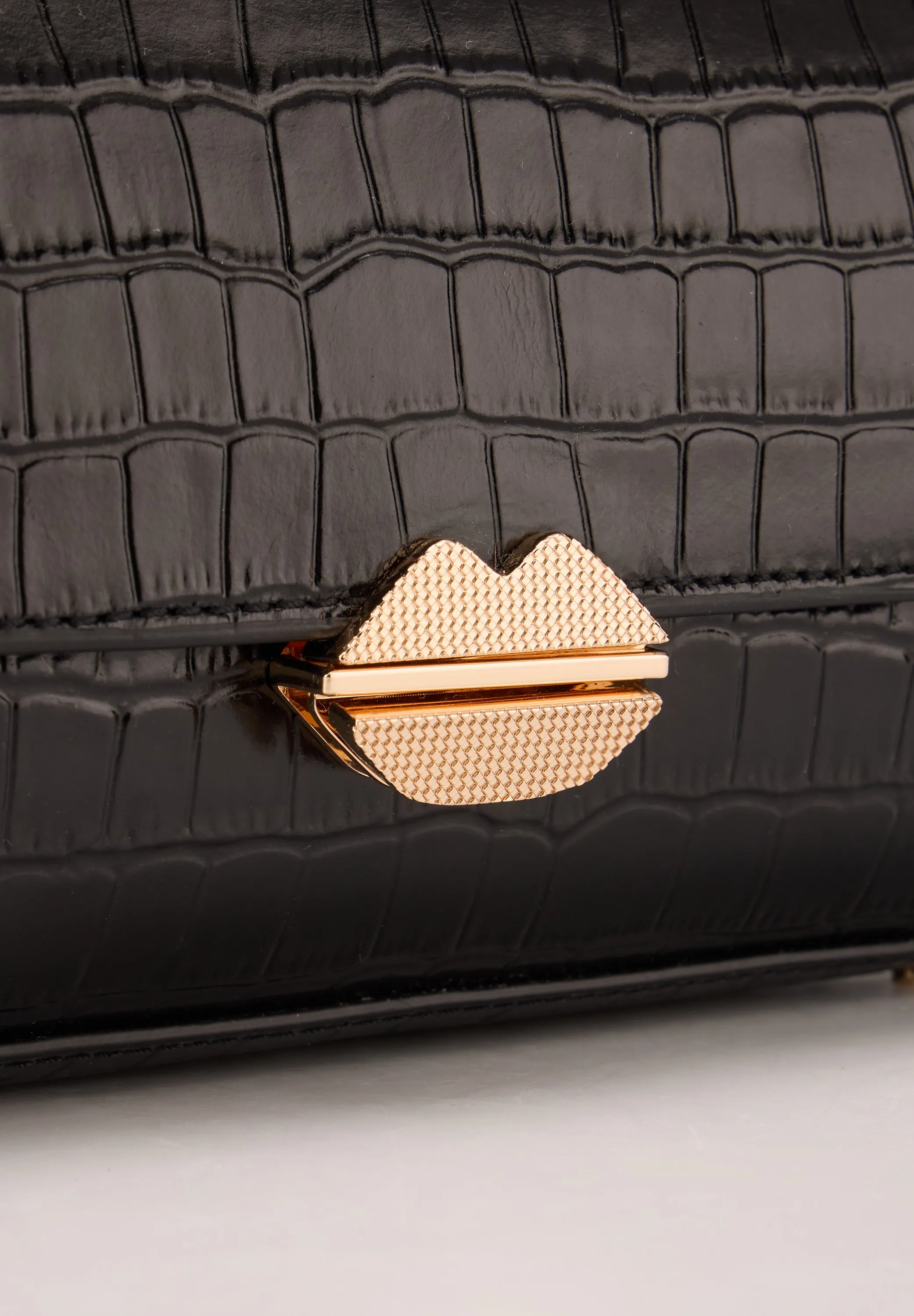 Small Satchel-Sealed With A Kiss Croco Noir