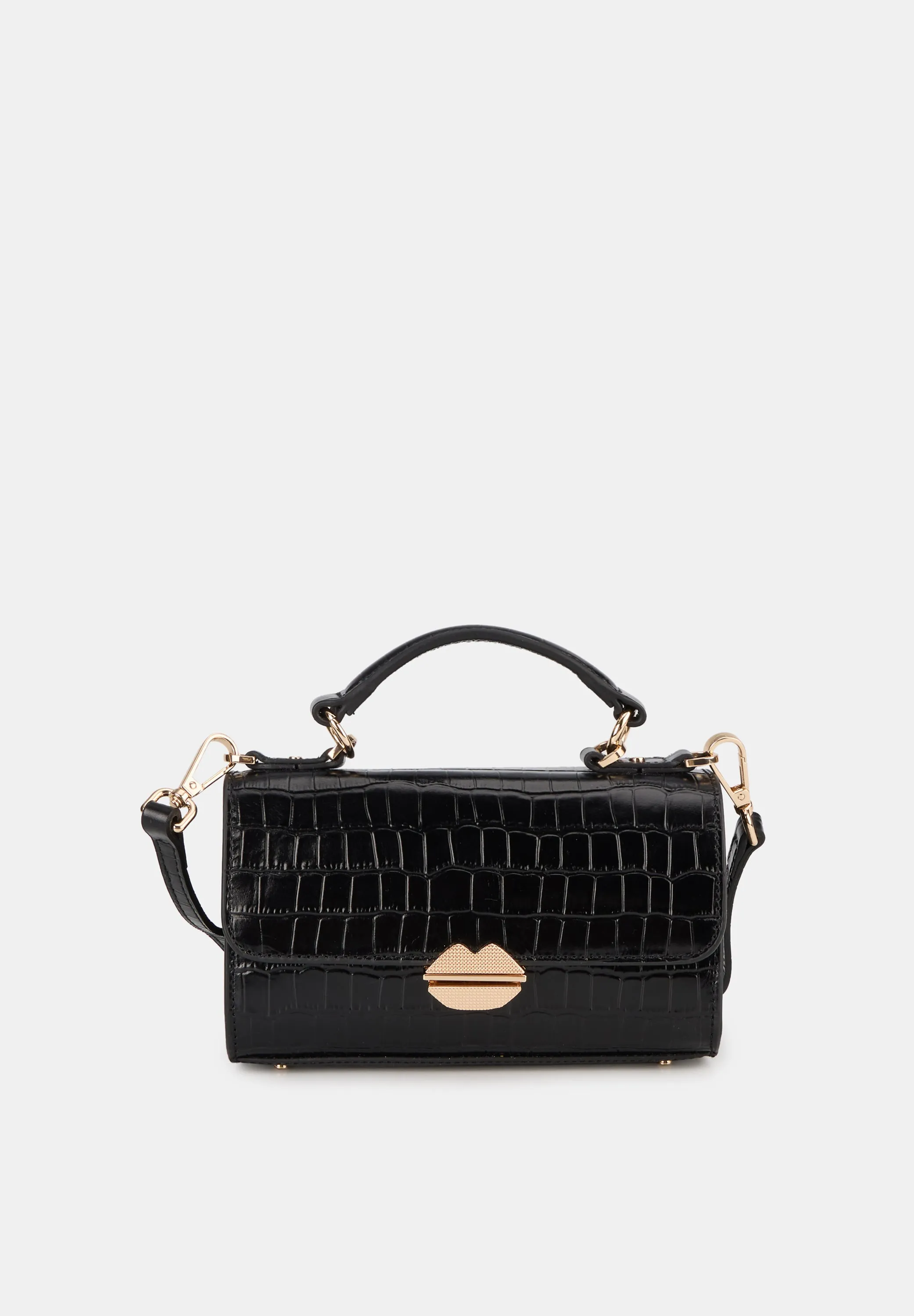 Small Satchel-Sealed With A Kiss Croco Noir