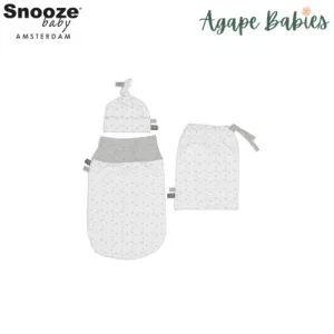 Snoozebaby Set new born cocoon 0-3 months incl hat & bag in - birds light grey