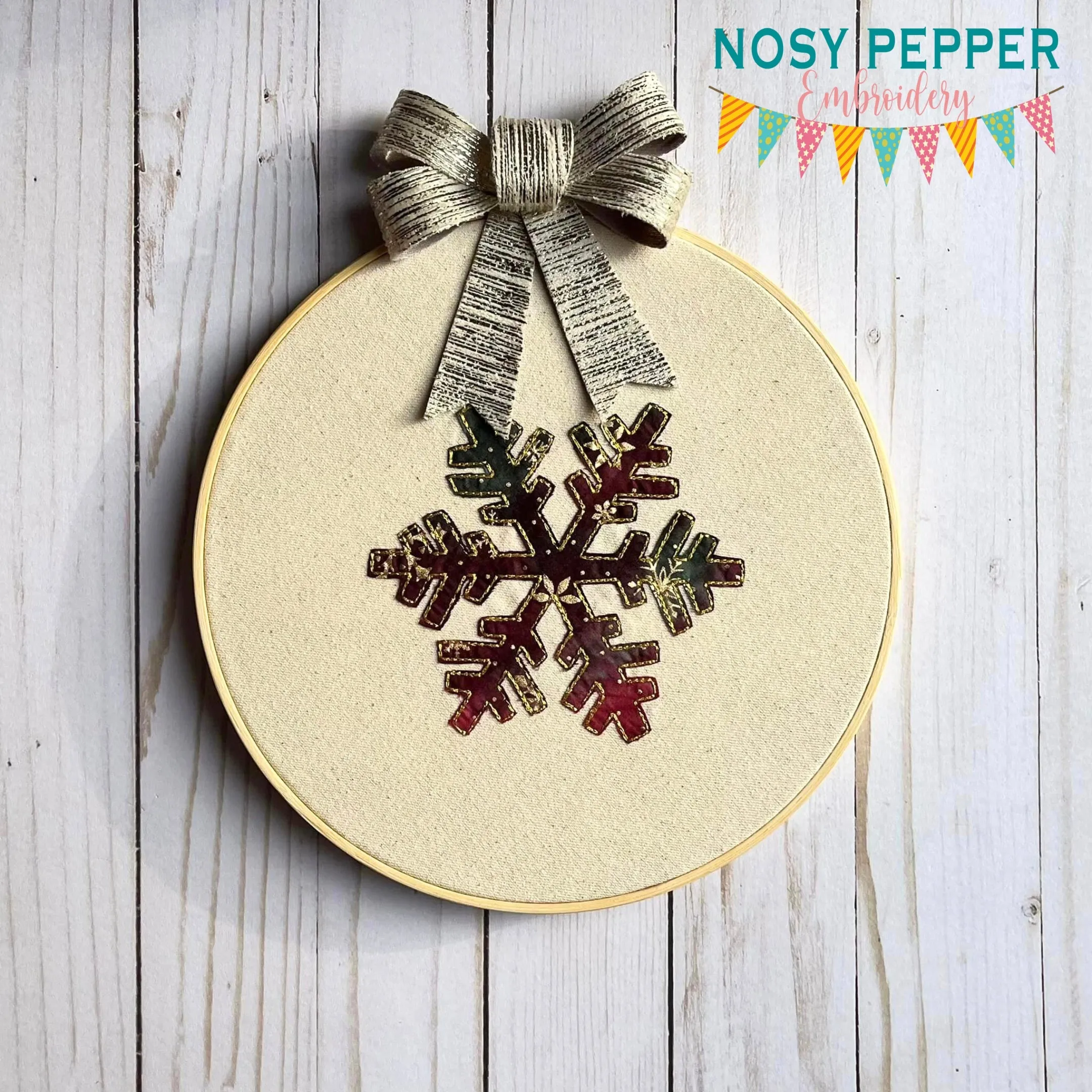 Snowflake raw edge applique machine embroidery design (5 sizes included) DIGITAL DOWNLOAD