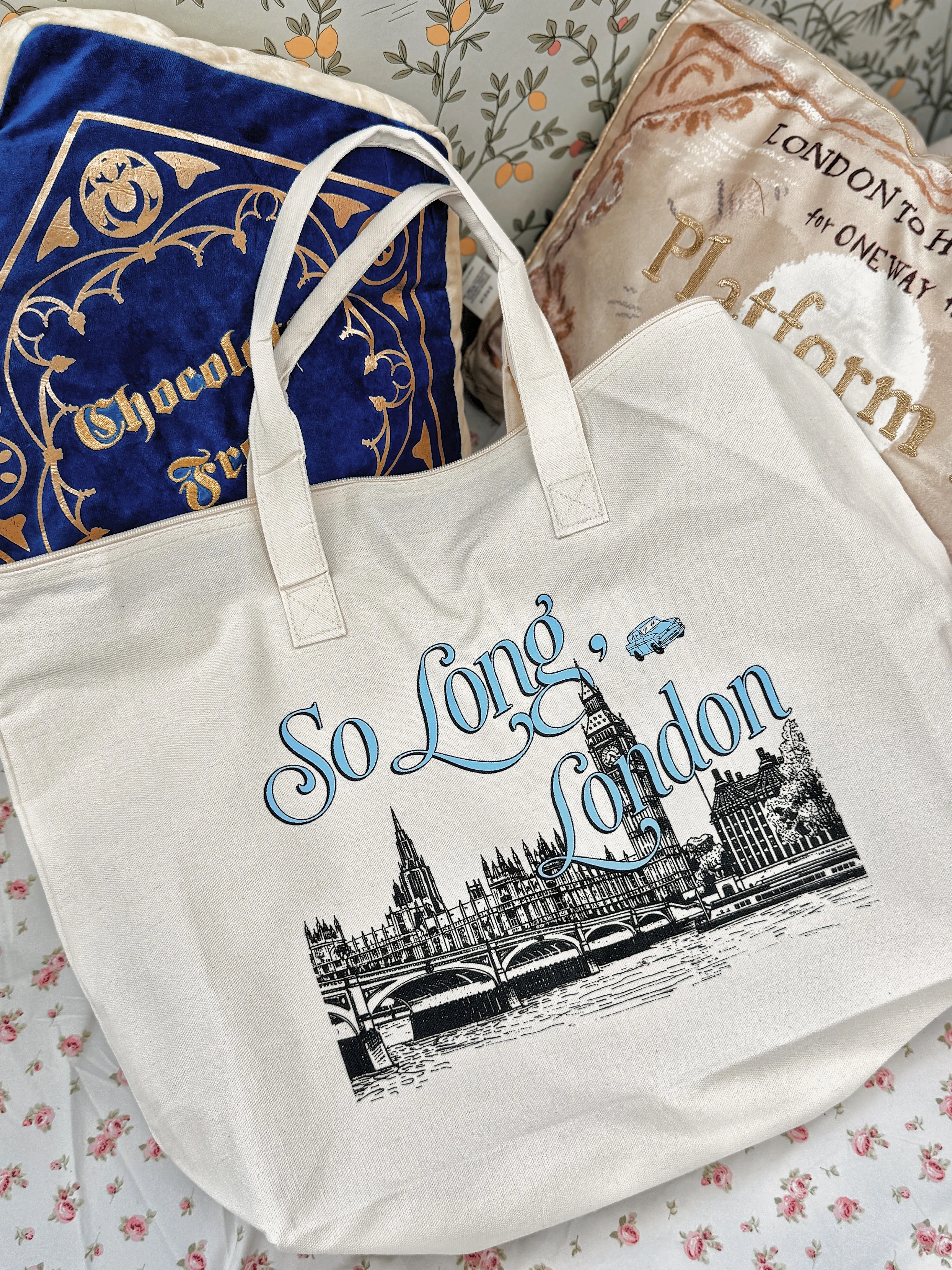 So Long, London Large Zippered Tote