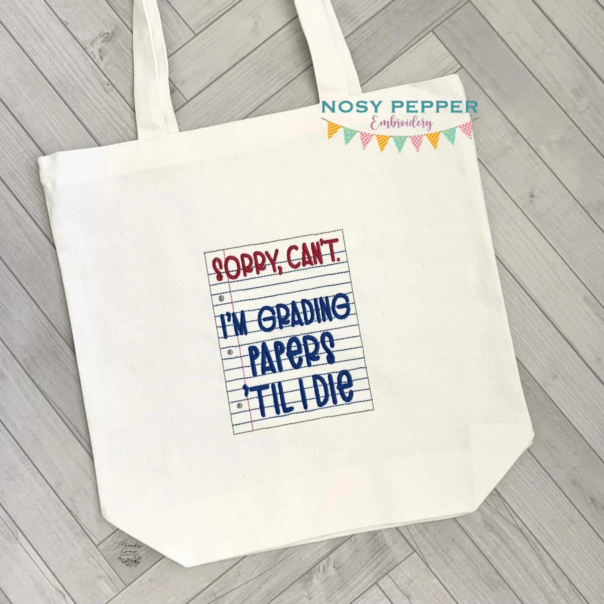 Sorry, Can't, Grading Papers Til I Die machine embroidery design (4 sizes included) DIGITAL DOWNLOAD