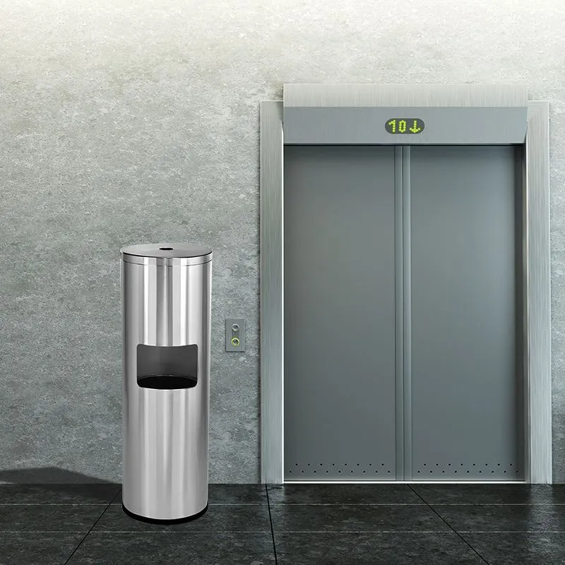 stainless Steel Ash Can Waste Basket Dustbin for Home Kitchen and Offices -20 Liter (8"x24")