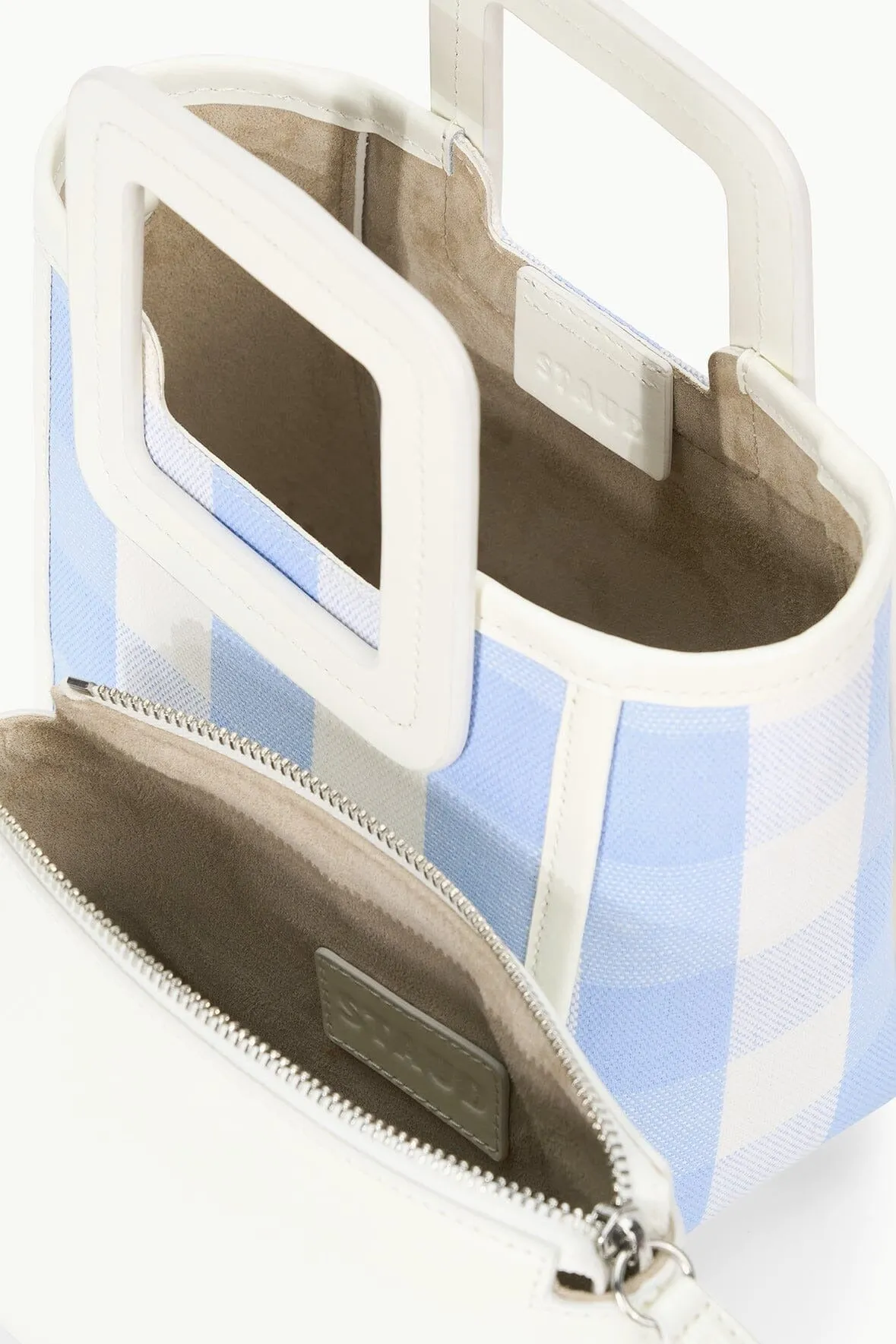 Staud Mini Shirley Bag in Sky Gingham