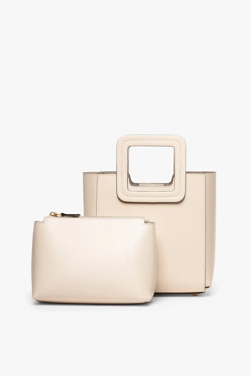 Staud Mini Shirley Leather Bag in Cream Contrast
