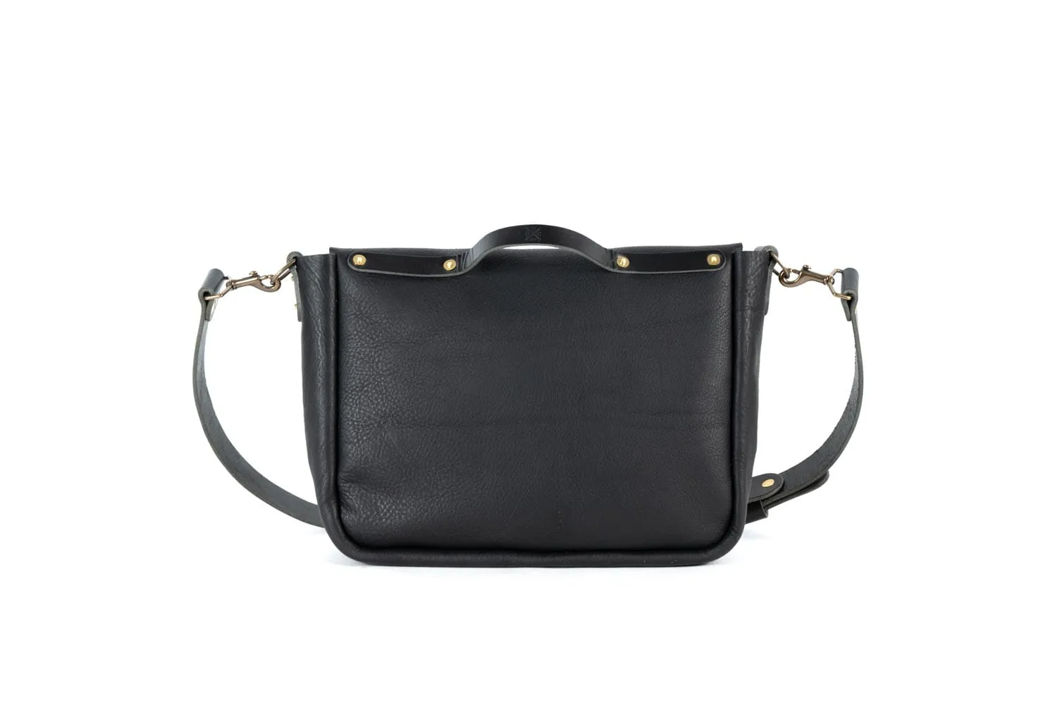 STEPHEN LEATHER MESSENGER BAG - SMALL - BLACK