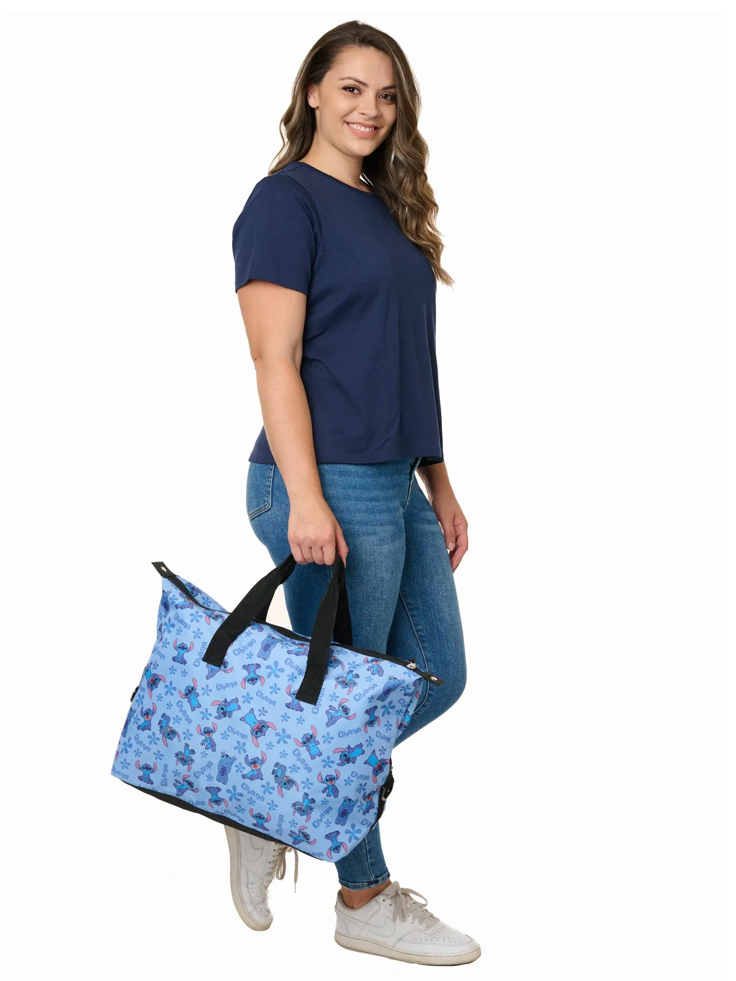 Stitch Weekender Duffel Travel Bag Disney Carry-On All-Over Print Ohana Blue
