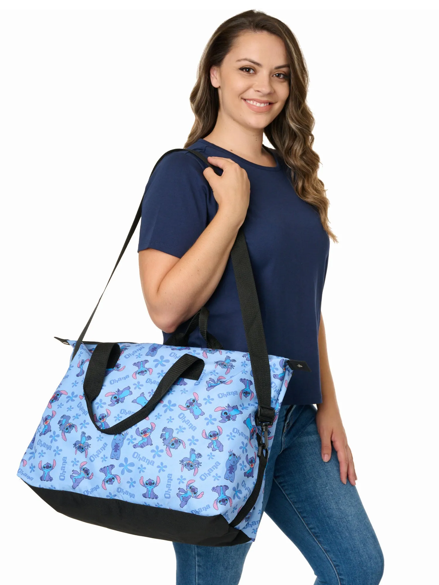 Stitch Weekender Duffel Travel Bag Disney Carry-On All-Over Print Ohana Blue