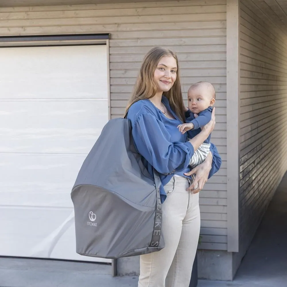Stokke® Clikk™ High Chair & Travel Bag (White Chair/Grey Sprinkle Cushion)