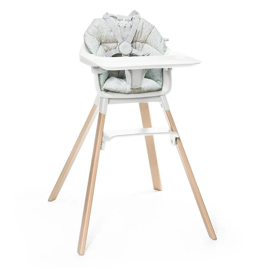 Stokke® Clikk™ High Chair & Travel Bag (White Chair/Grey Sprinkle Cushion)