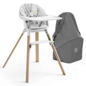 Stokke® Clikk™ High Chair & Travel Bag (White Chair/Grey Sprinkle Cushion)