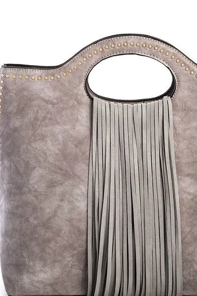 STUD EMBELLISHED SATCHEL