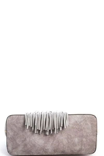 STUD EMBELLISHED SATCHEL