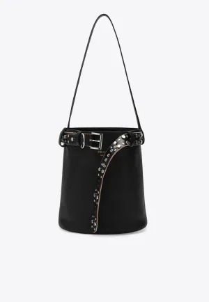 Studded Belt Leather Bucket Bag
