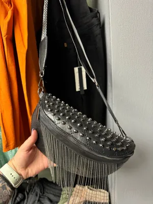 Studded crossbody with fringe