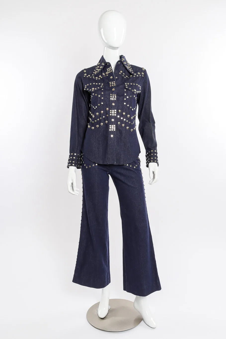 Studded Denim Top and Pant Set