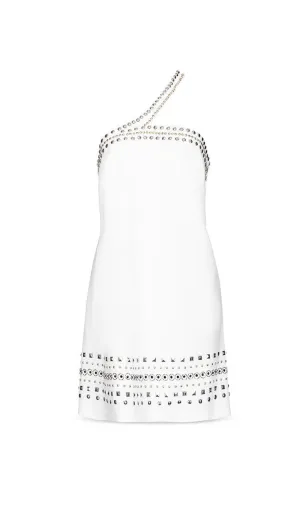 Studded embellished Mini Dress in white