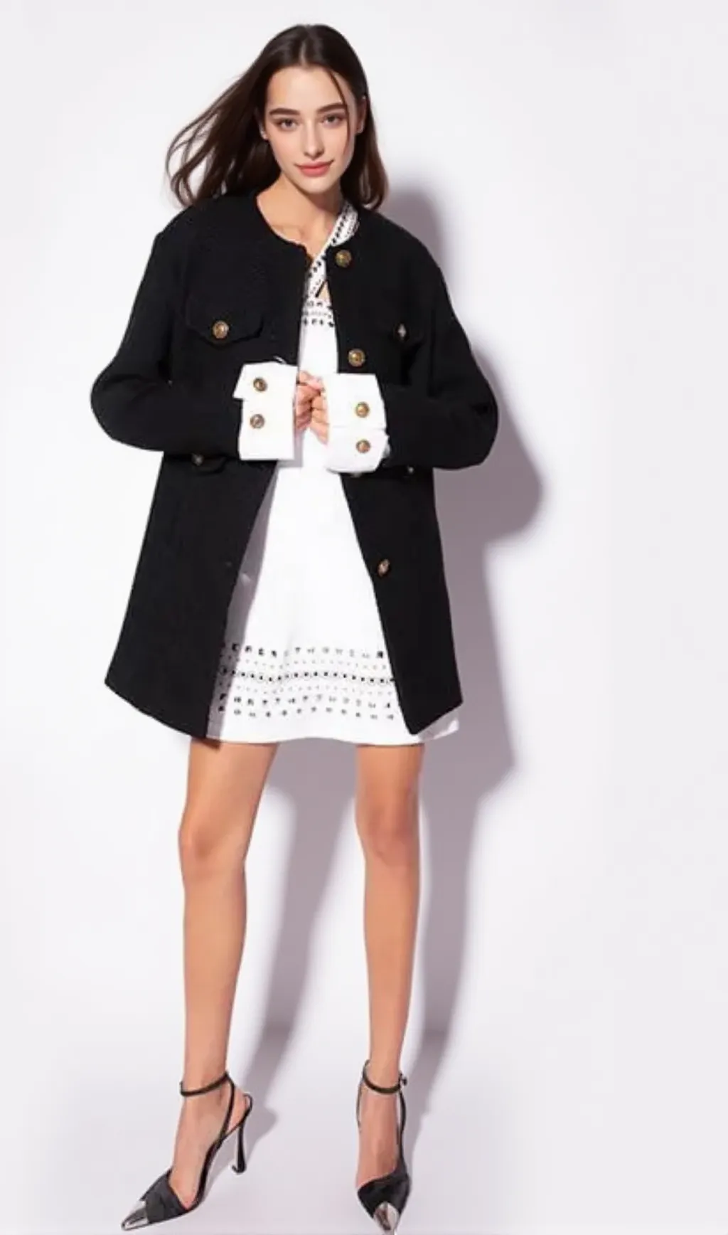 Studded embellished Mini Dress in white
