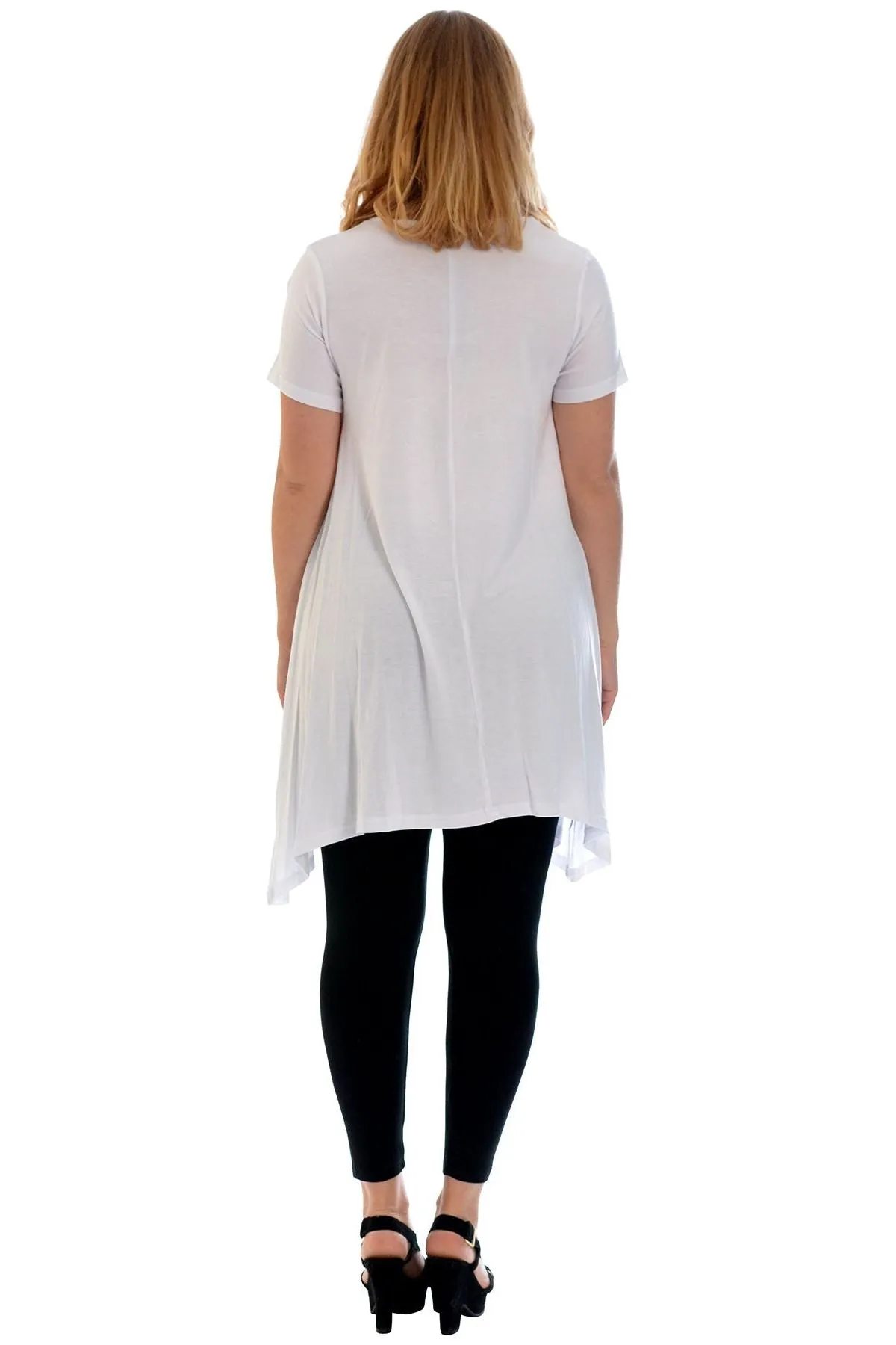 Studded Fur Cat Hanky Hem Short Sleeve Top