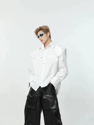 Studded Shirt with Shoulder Pads