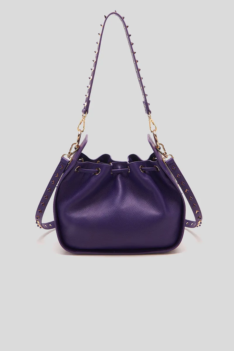 Studs Fred Bucket Tumbled Leather - Dark Violet