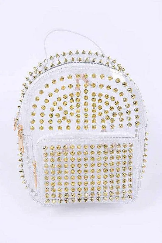 Stylish & Functional Clear Studded Iconic Backpack - Trendy and Durable