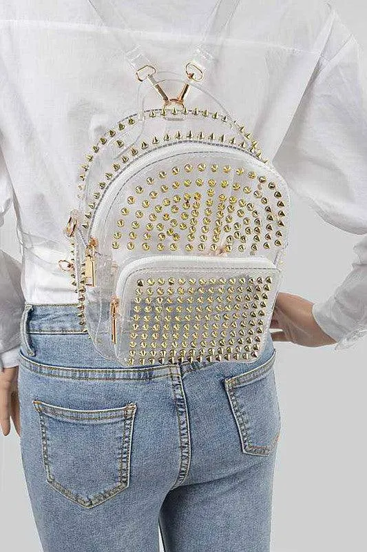Stylish & Functional Clear Studded Iconic Backpack - Trendy and Durable