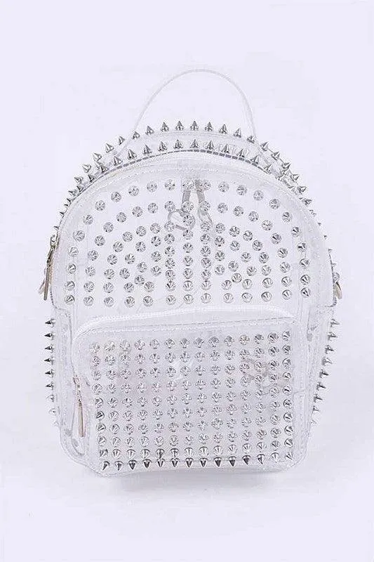 Stylish & Functional Clear Studded Iconic Backpack - Trendy and Durable