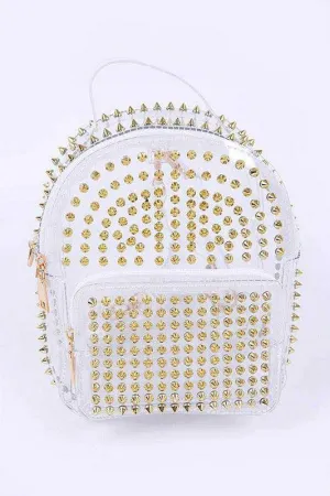 Stylish & Functional Clear Studded Iconic Backpack - Trendy and Durable