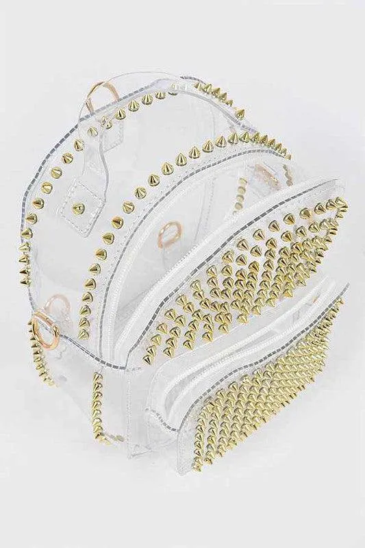 Stylish & Functional Clear Studded Iconic Backpack - Trendy and Durable