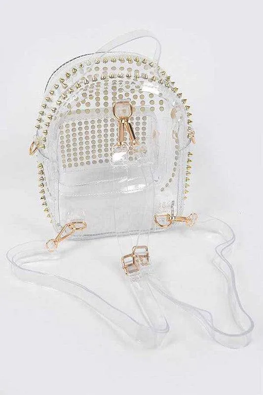 Stylish & Functional Clear Studded Iconic Backpack - Trendy and Durable