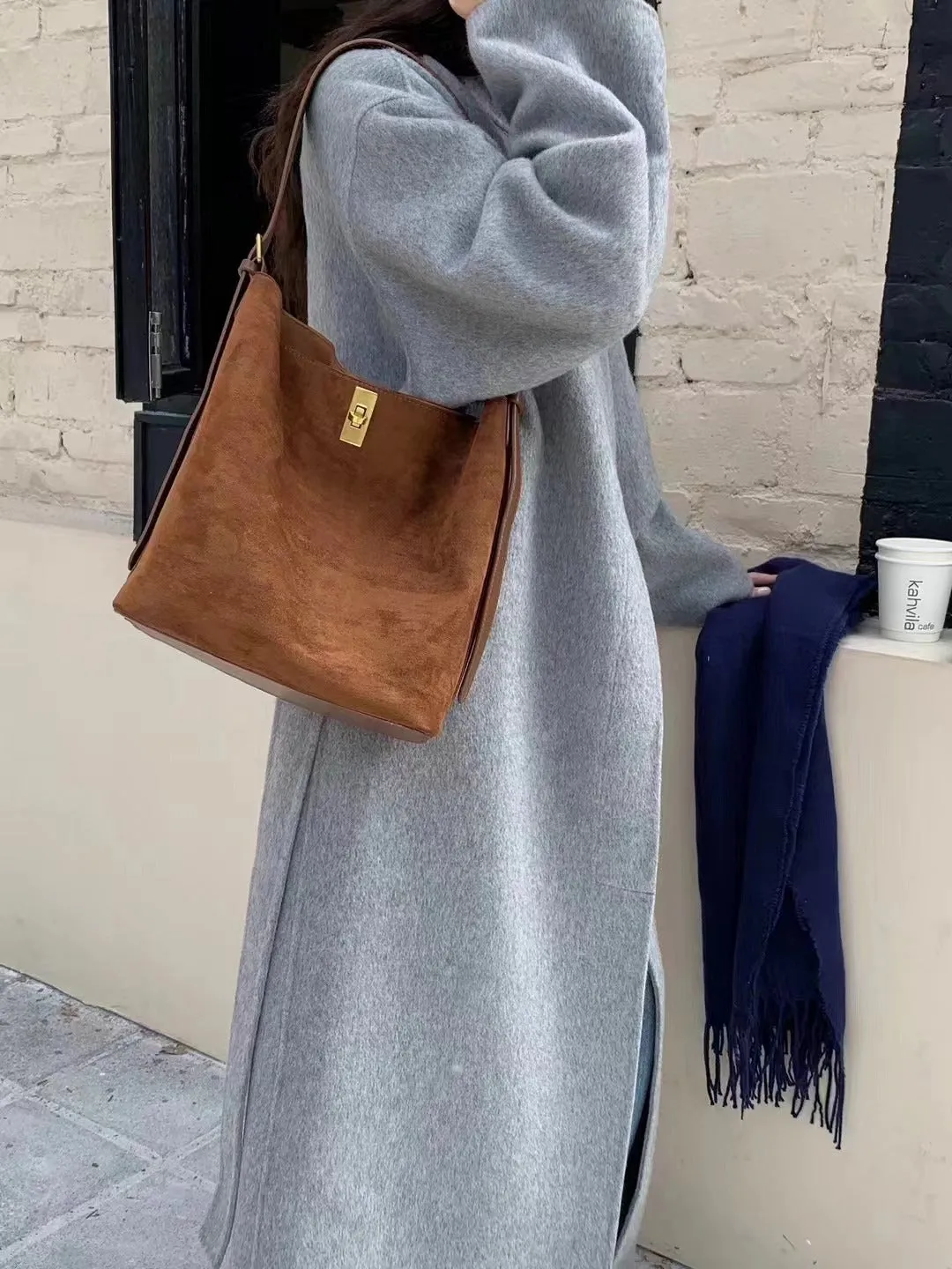 Suede Bucket Bag (Shoulder / Cross)