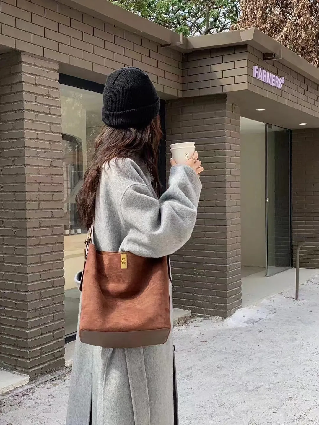 Suede Bucket Bag (Shoulder / Cross)