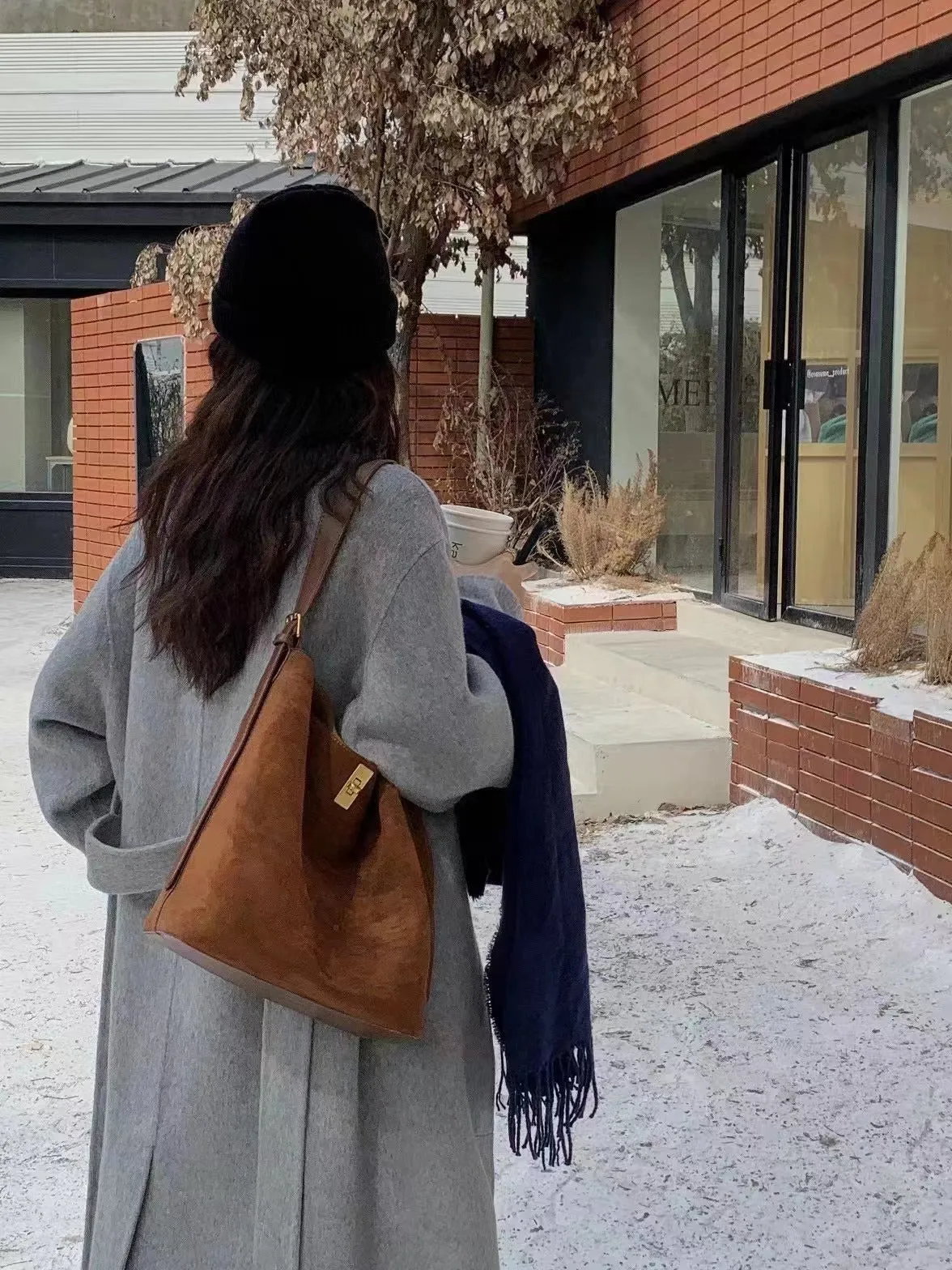 Suede Bucket Bag (Shoulder / Cross)