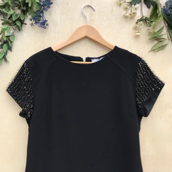 Suncoo Paris Studded Shoulder Black Dress