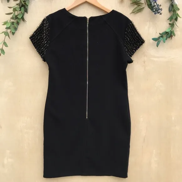 Suncoo Paris Studded Shoulder Black Dress