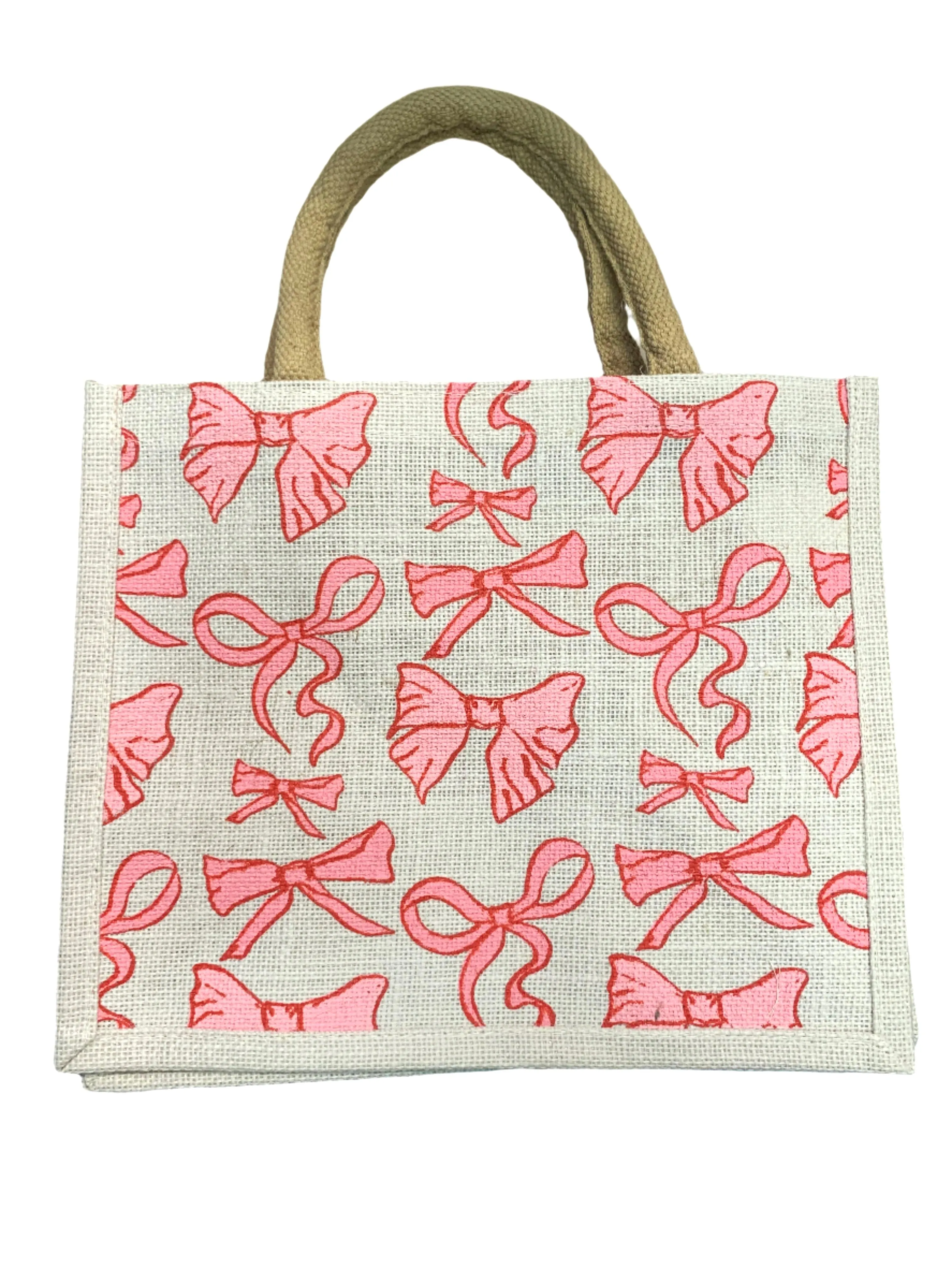 Sutton Bow Gift Tote - White/Pink