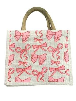 Sutton Bow Gift Tote - White/Pink