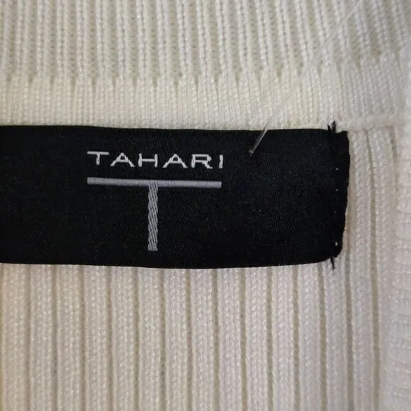 T Tahari NWT Ivory Gold Studded Ribbed Mock Neck Sleeveless Top Size XS
