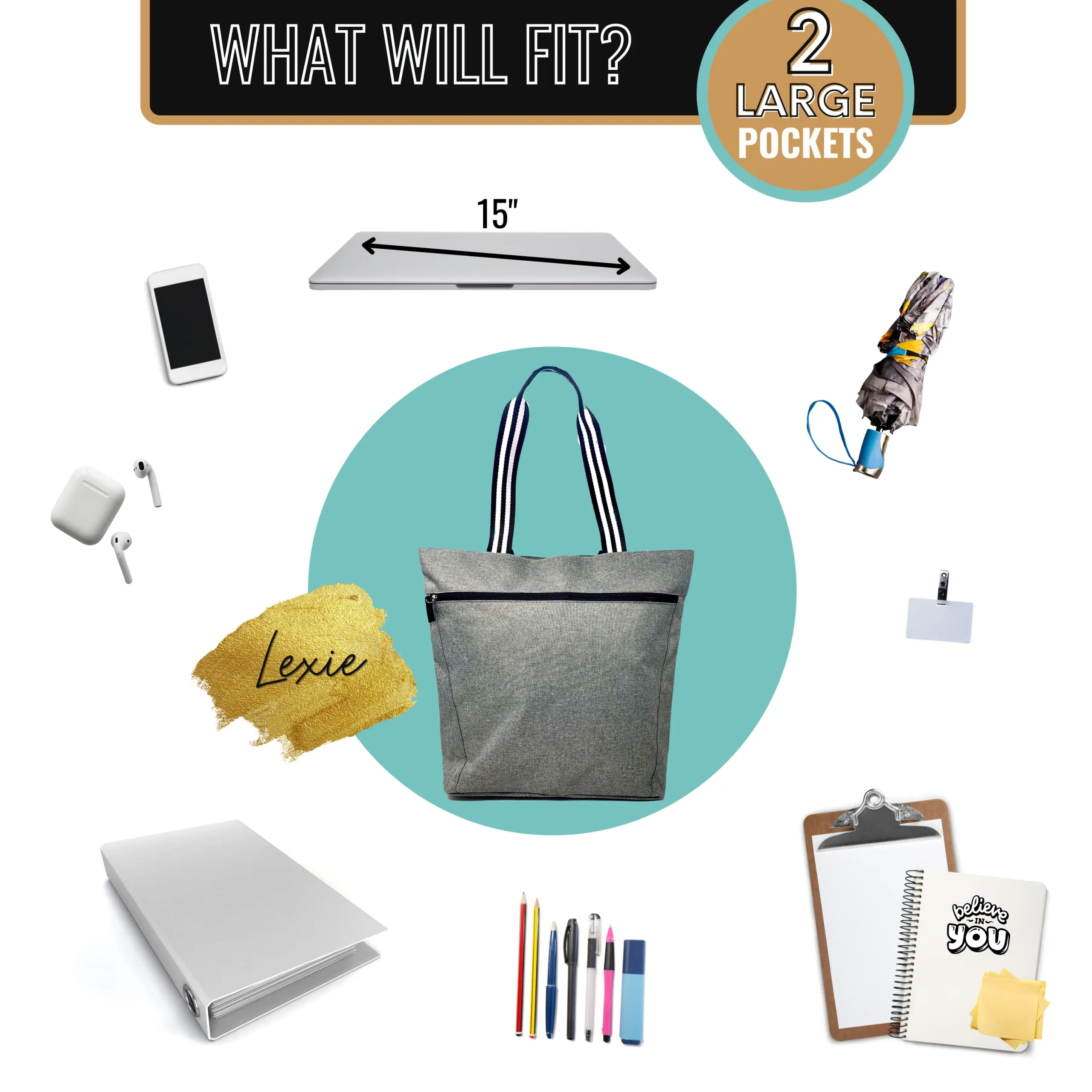 Teach Love Inspire Lexie Teal Tote Bag for Teachers