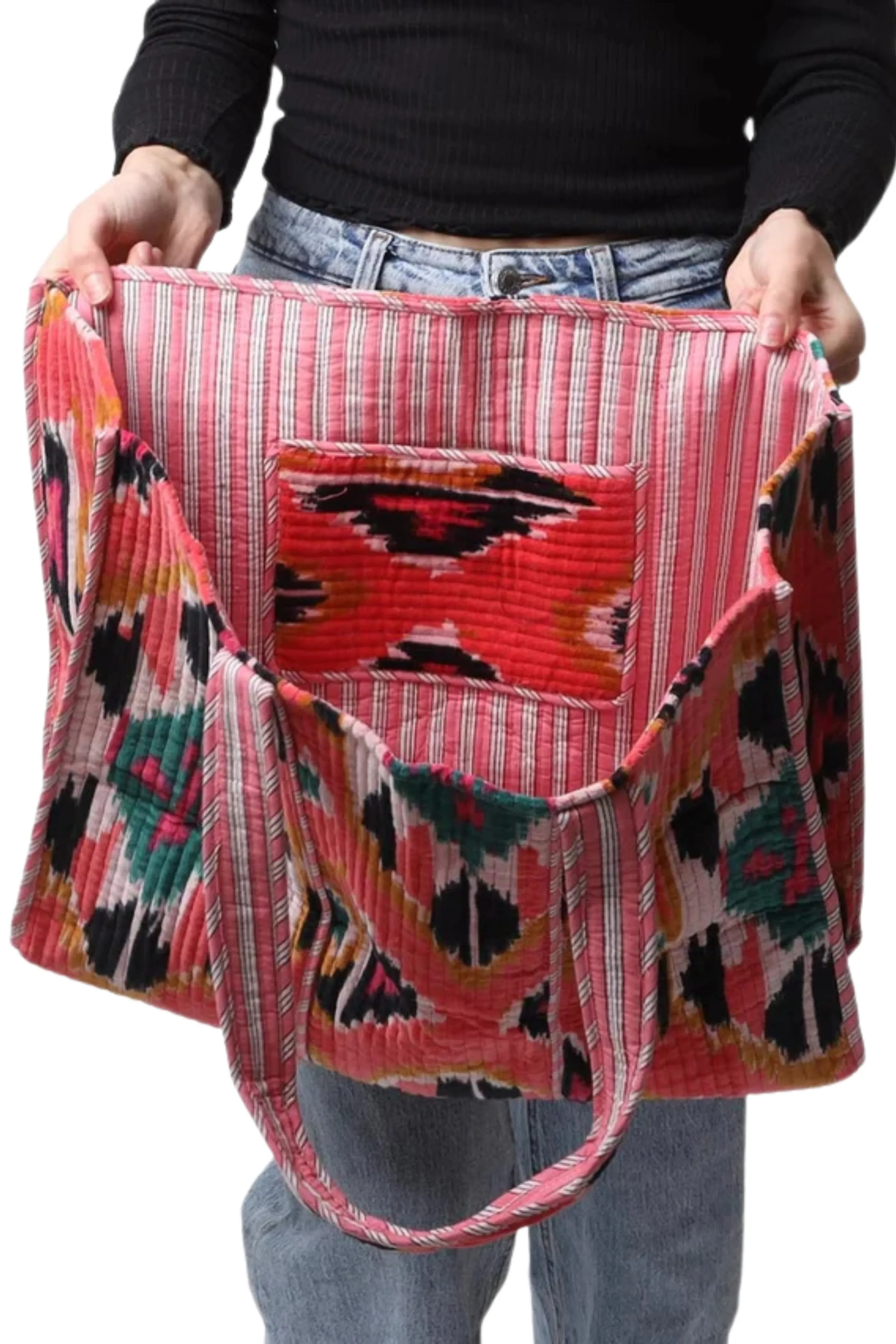 The Desert Mirage Reversible Velvet Tote Bag | Coral