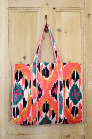 The Desert Mirage Reversible Velvet Tote Bag | Coral