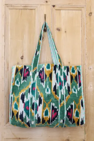 The Desert Mirage Reversible Velvet Tote Bag | Green