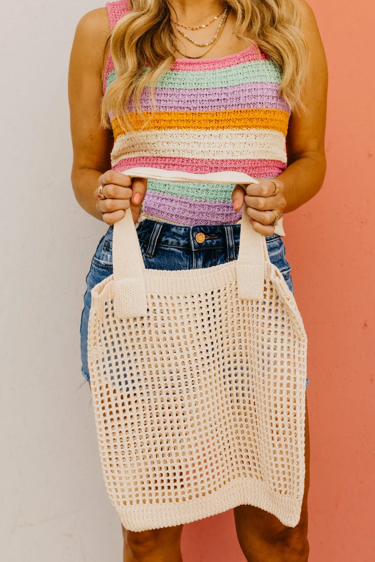 The Kashton Pointelle Knit Tote Bag