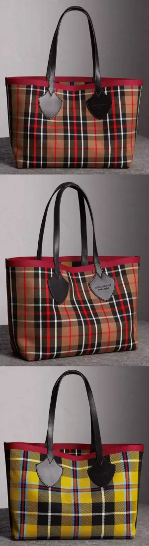 The Medium Giant Reversible Tote in Tartan Cotton