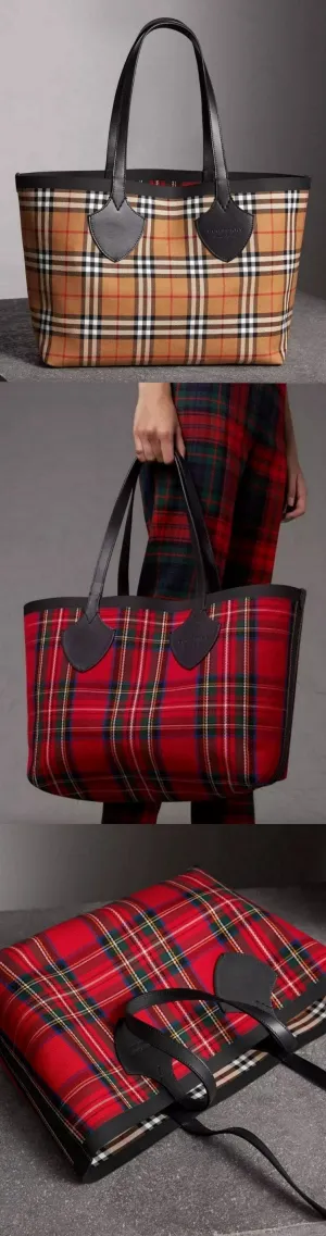 The Medium Giant Reversible Tote in Vintage Check