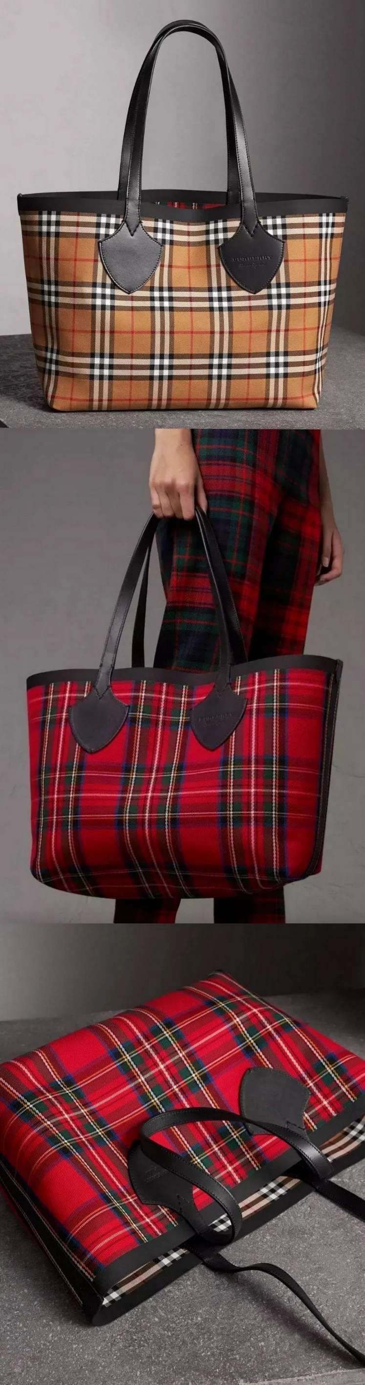 The Medium Giant Reversible Tote in Vintage Check